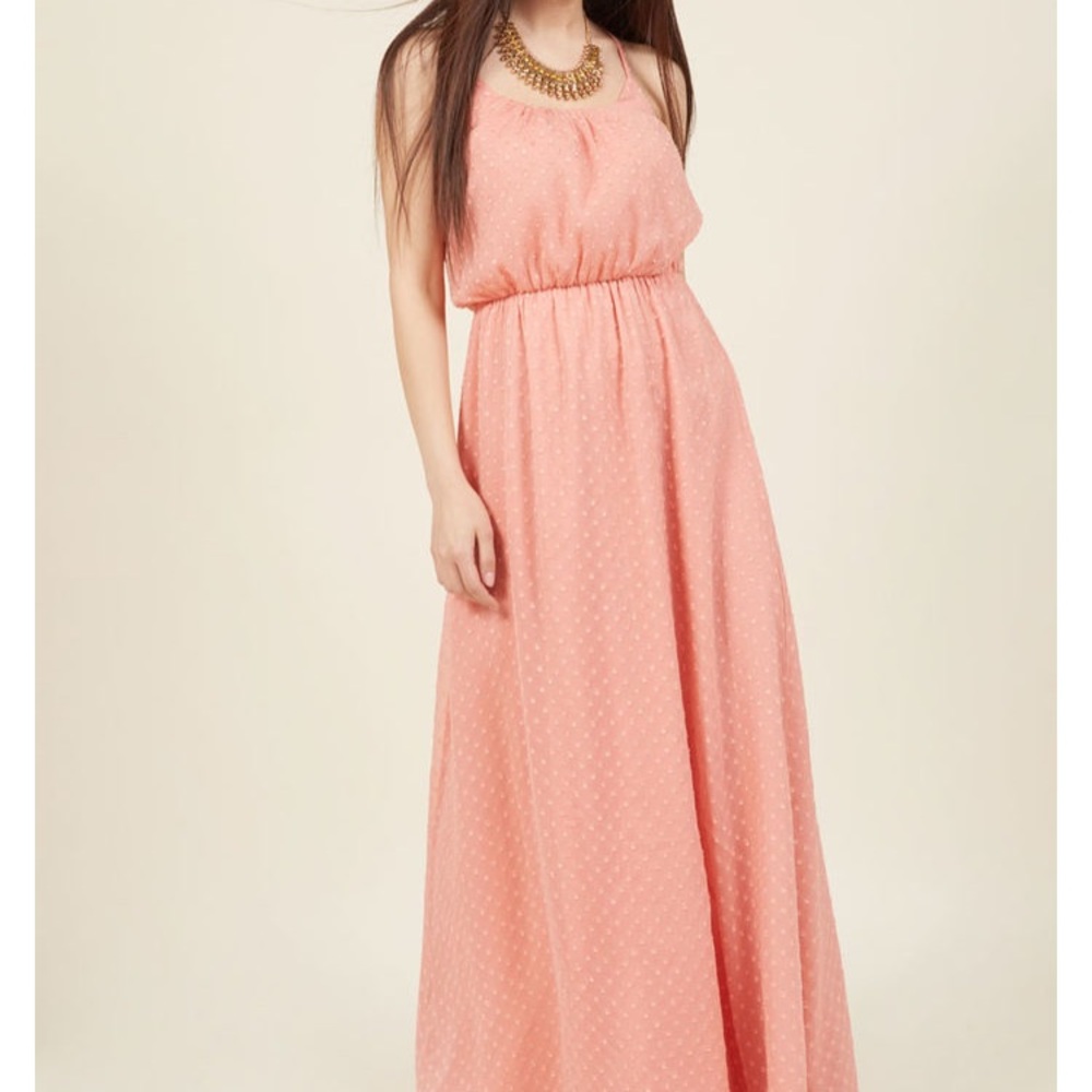 Dotted chiffon maxi dress, pink